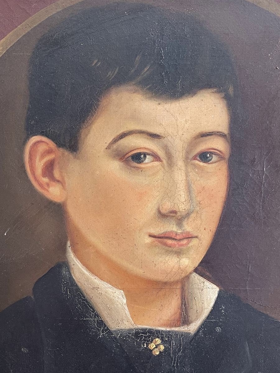 Oil On Canvas, Portrait Of A Young Boy-photo-3