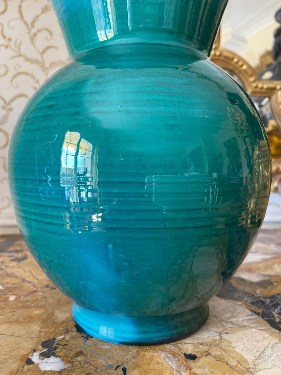 ACCOLAY - Vase en Faïence Vernissée Bleu Turquoise-photo-3