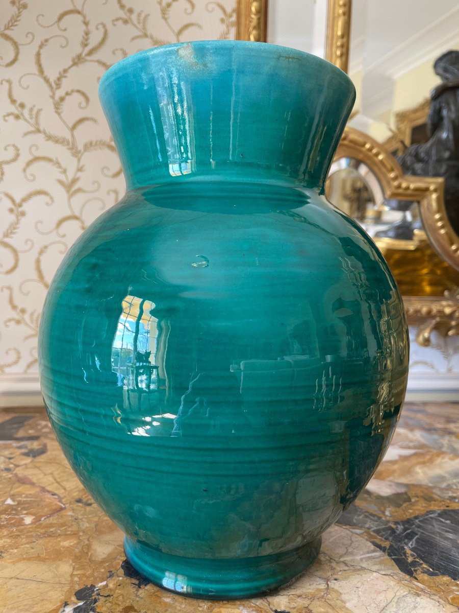 ACCOLAY - Vase en Faïence Vernissée Bleu Turquoise-photo-3