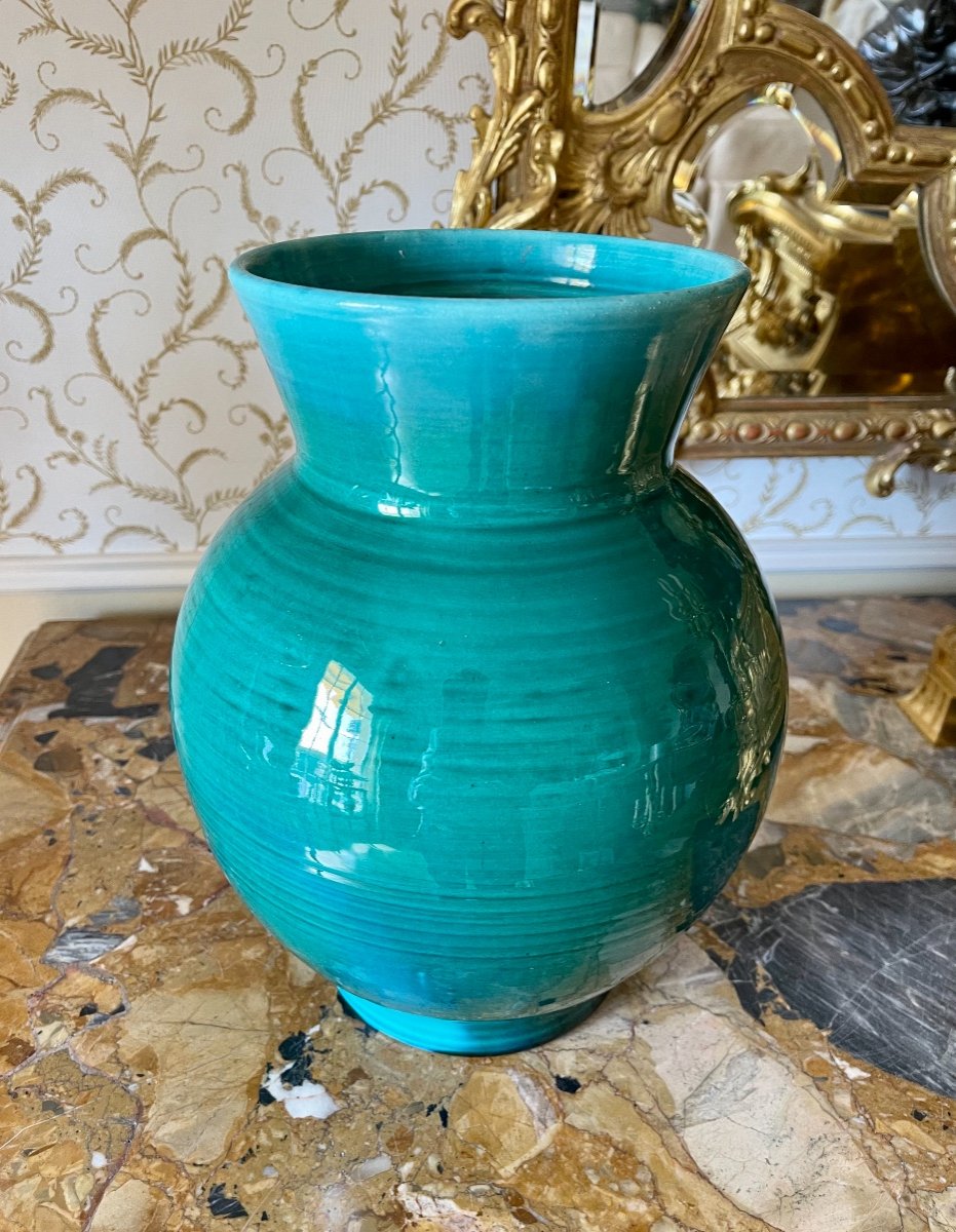 ACCOLAY - Vase en Faïence Vernissée Bleu Turquoise-photo-6