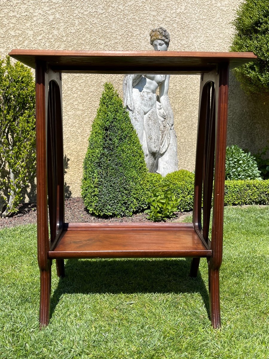 L. Majorelle - Mahogany & Art Nouveau Marquetry Little Table-photo-4