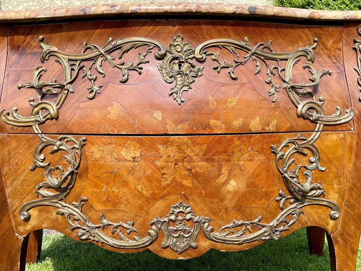 Louis XV Style Marquetry & Bronze Commode-photo-3