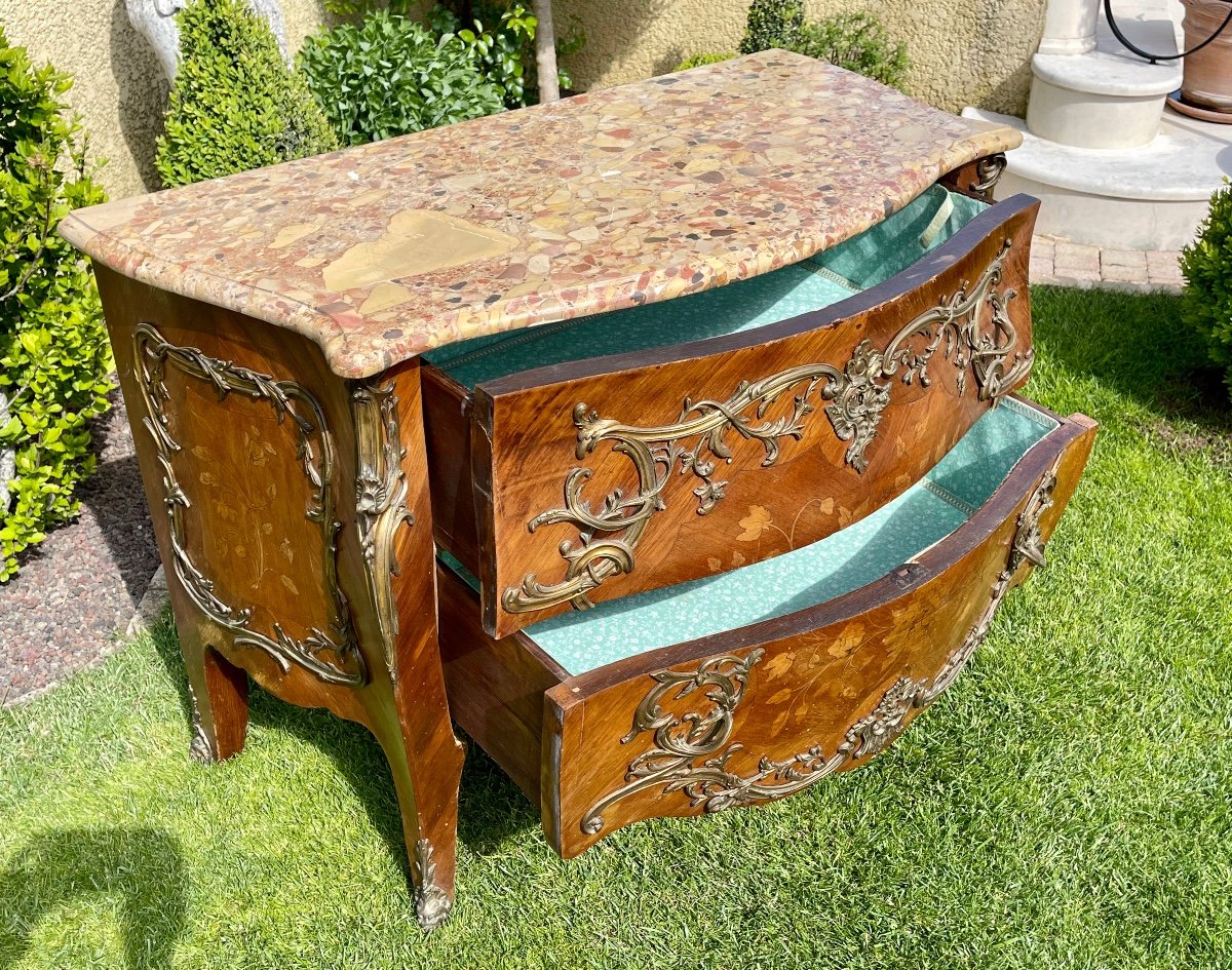 Louis XV Style Marquetry & Bronze Commode-photo-8