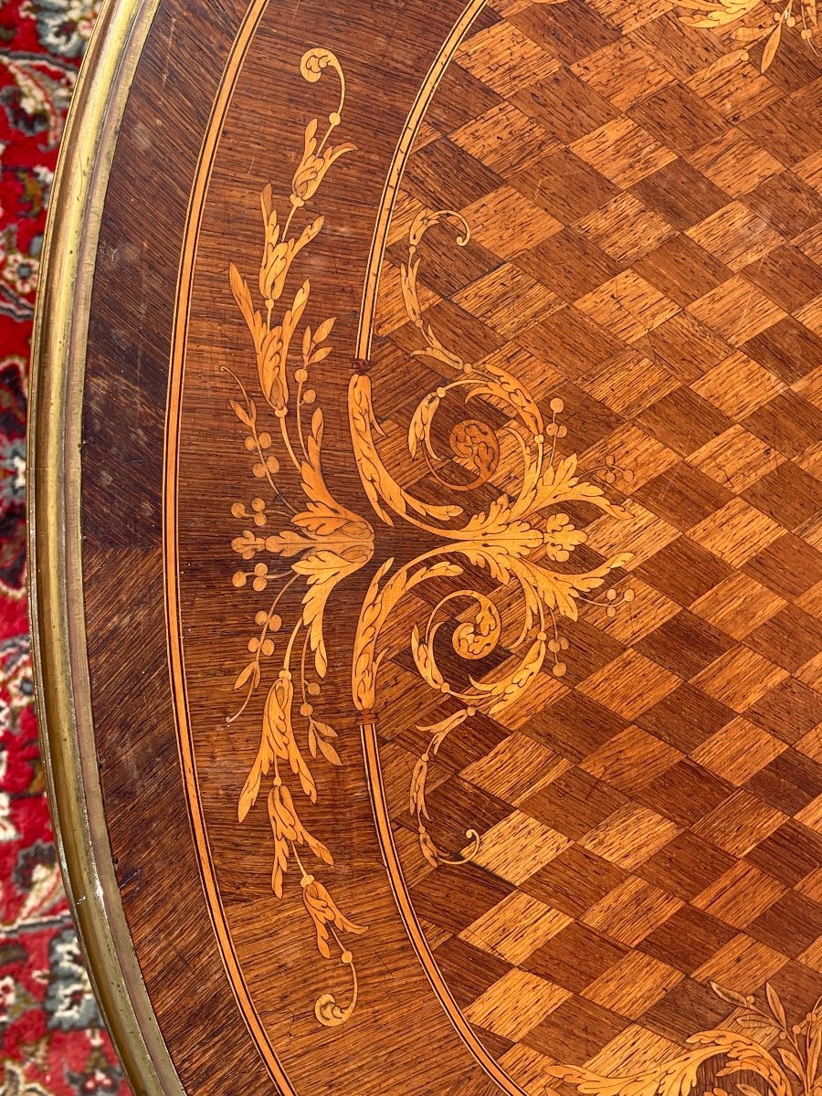 Middle Table Marquetry & Beonze Napoleon III Period-photo-1