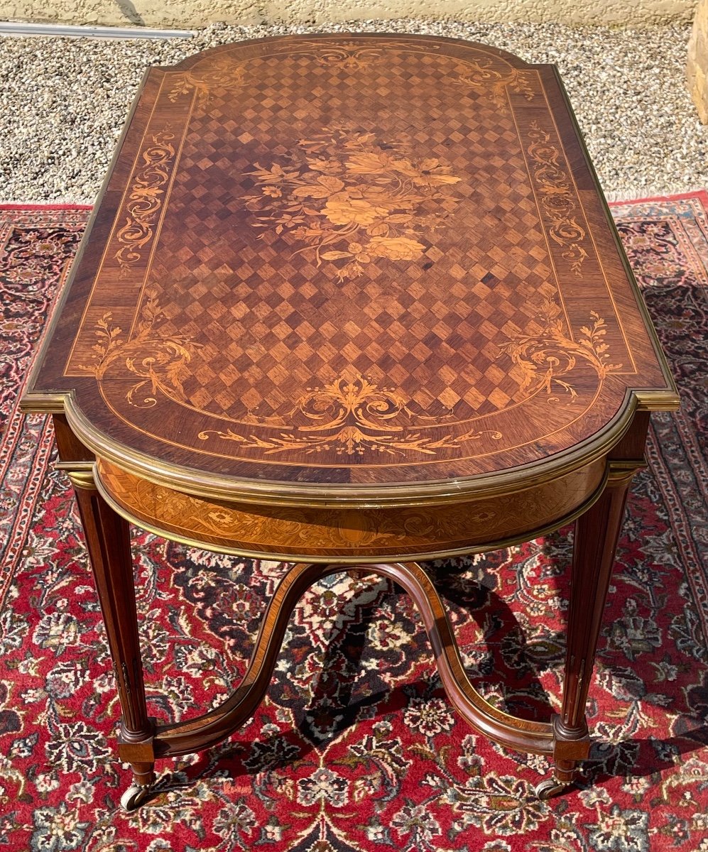 Middle Table Marquetry & Beonze Napoleon III Period-photo-2