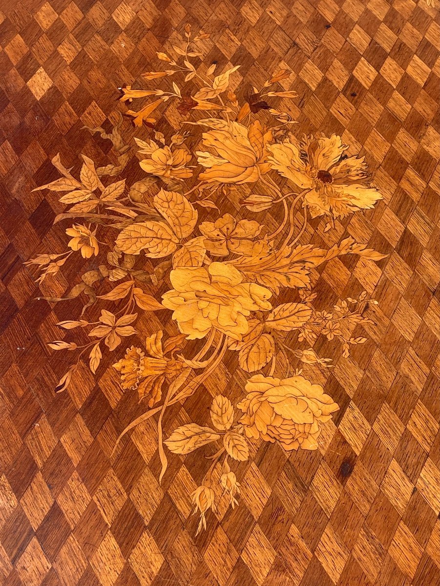 Middle Table Marquetry & Beonze Napoleon III Period-photo-3