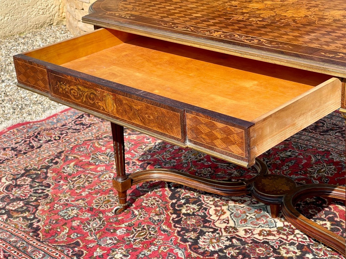 Middle Table Marquetry & Beonze Napoleon III Period-photo-5