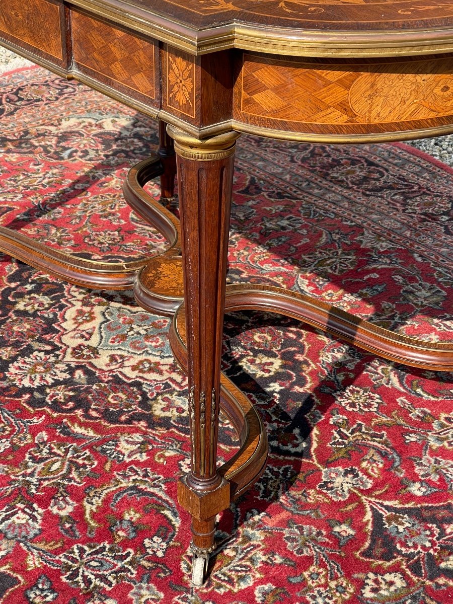 Middle Table Marquetry & Beonze Napoleon III Period-photo-6
