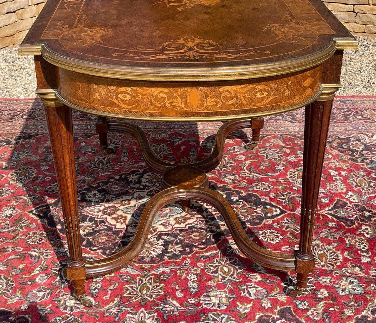 Middle Table Marquetry & Beonze Napoleon III Period-photo-8
