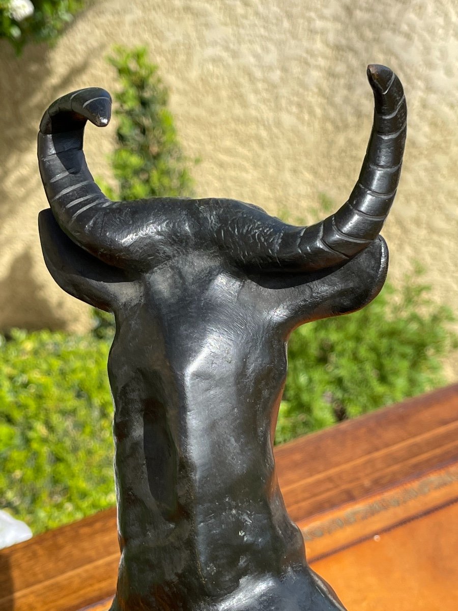 Assigned To A. Clesinger - Bronze « Roman bull » With Brown Patina-photo-3