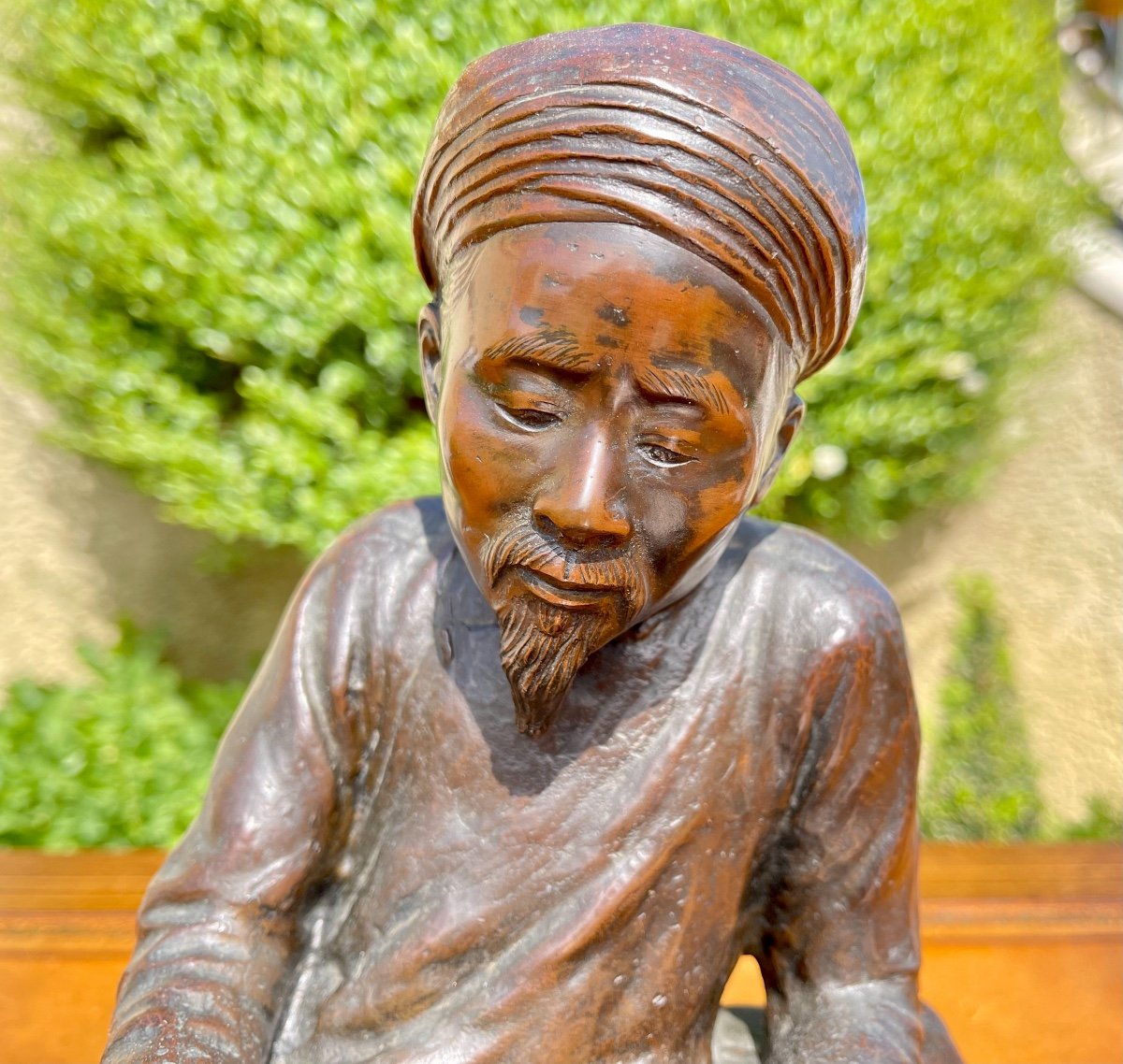 Époque MEIJI - Bronze « Lettré à L’écriture »-photo-3