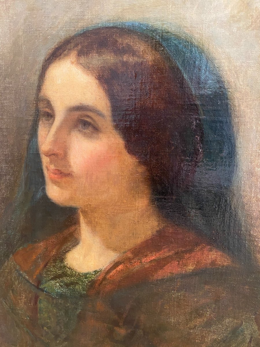 Portrait de Femme, Huile sur Toile-photo-2