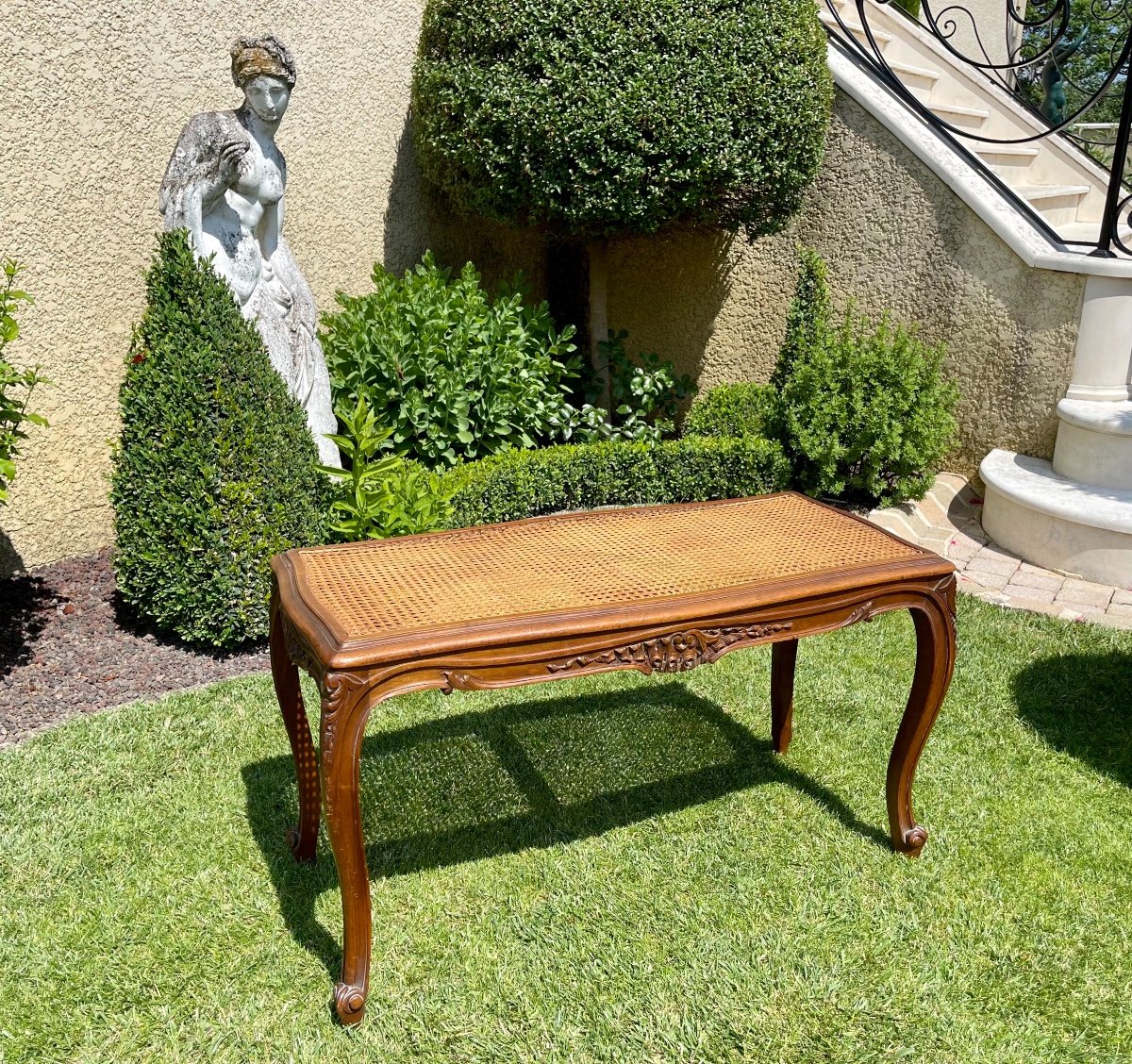 Louis XV Style Walnut & Canning Piano Bench-photo-6
