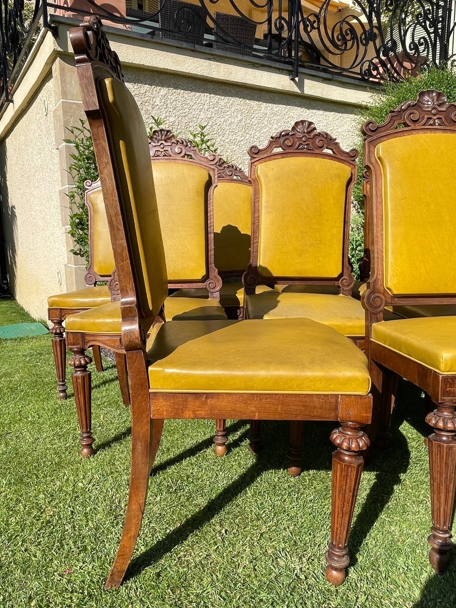 Suit Of 9 Walnut Chairs Period Napoleon III-photo-6