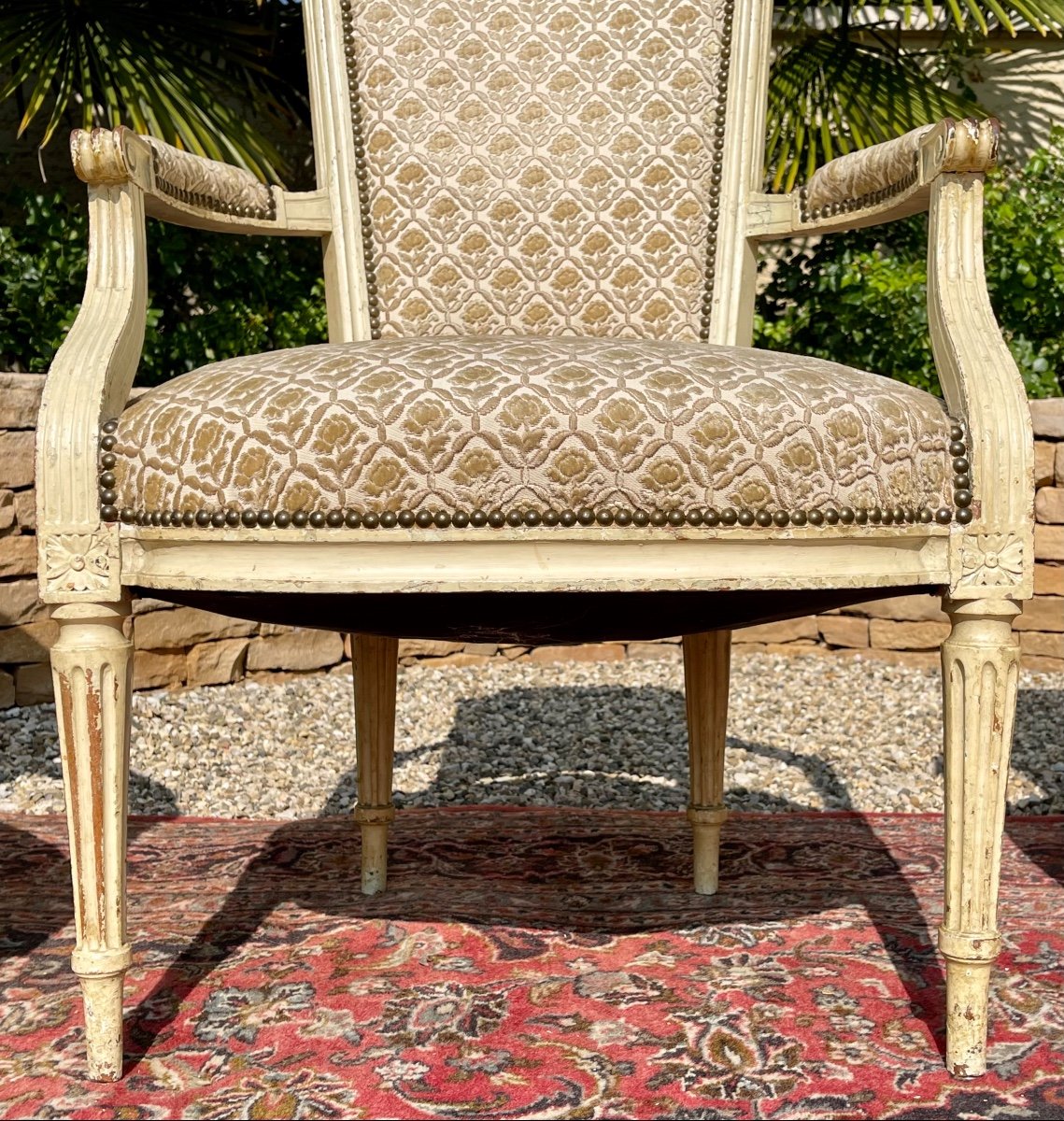 XVIIIth - Suite Of 4 Louis XVI Lacquered Cabriolet Armchairs-photo-4