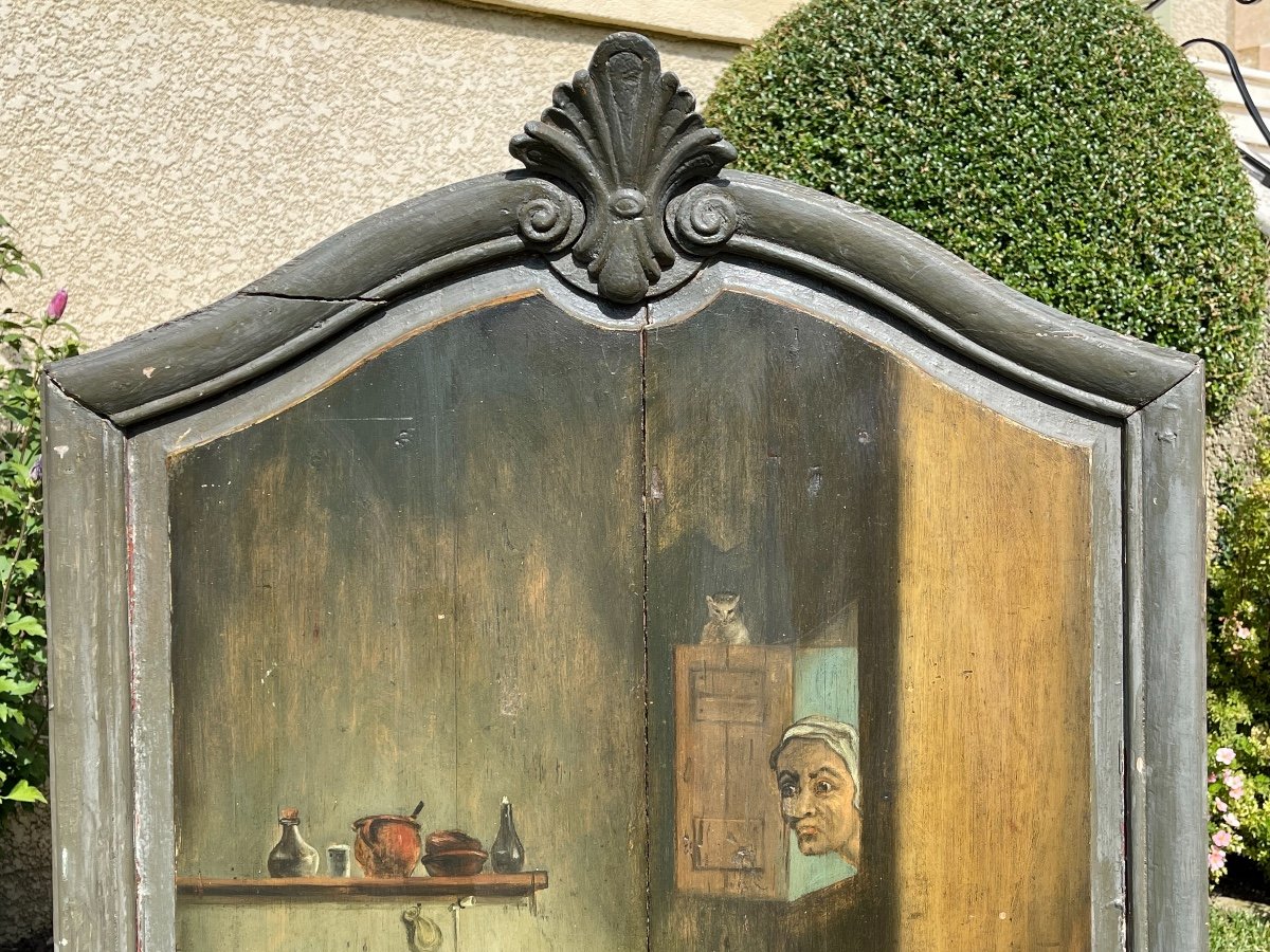Fin XVIIIe - Huile sur Panneau, Scène de Taverne -photo-2