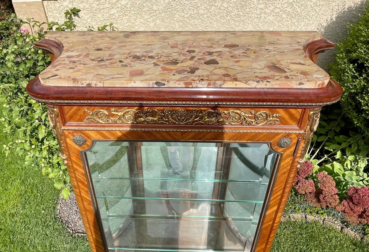 Showcase Marquetry & Bronze Transition Style Louis XV / Louis XVI-photo-7