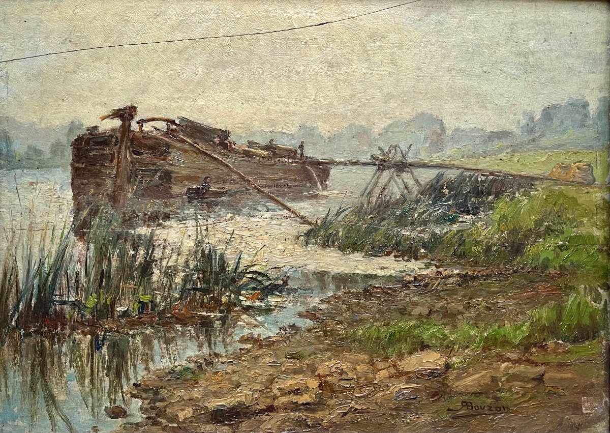 G. Bouzar - « barge On The Seine In Bois-le-roi » 1918-photo-2
