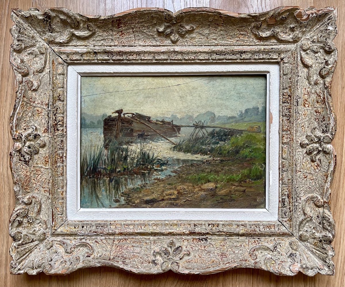G. Bouzar - « barge On The Seine In Bois-le-roi » 1918