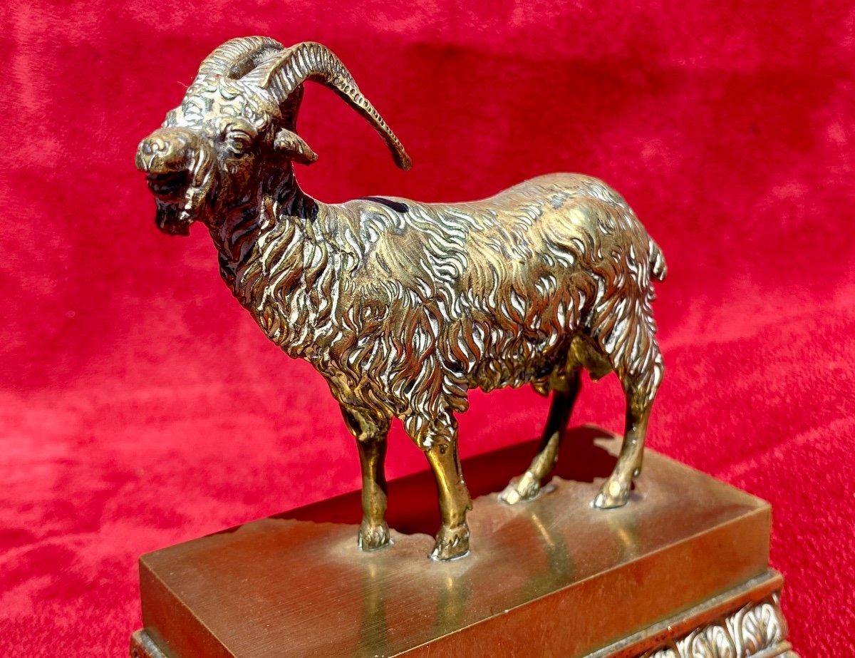 Gilt Bronze Inkwell With Ibex-photo-2