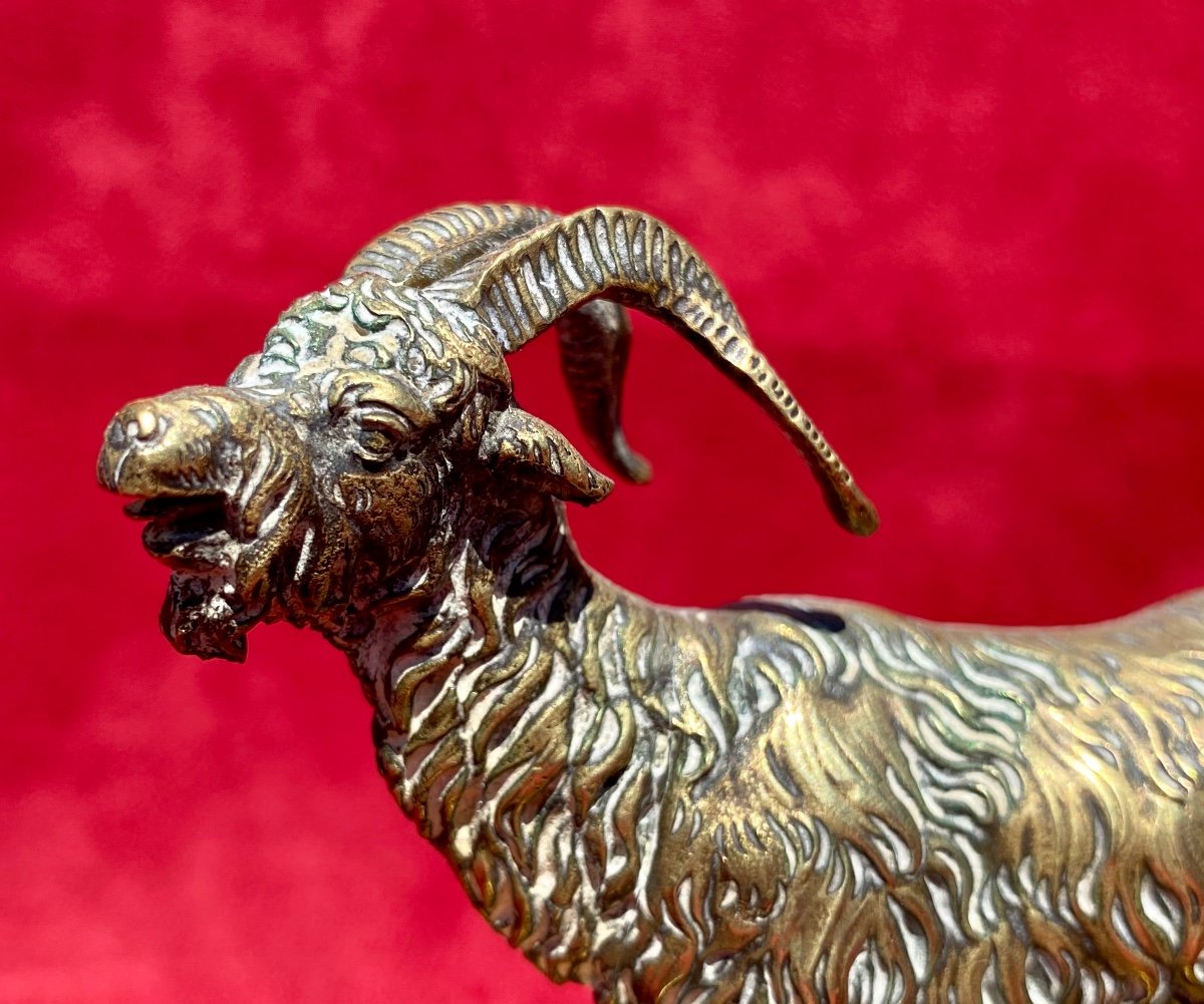 Gilt Bronze Inkwell With Ibex-photo-3