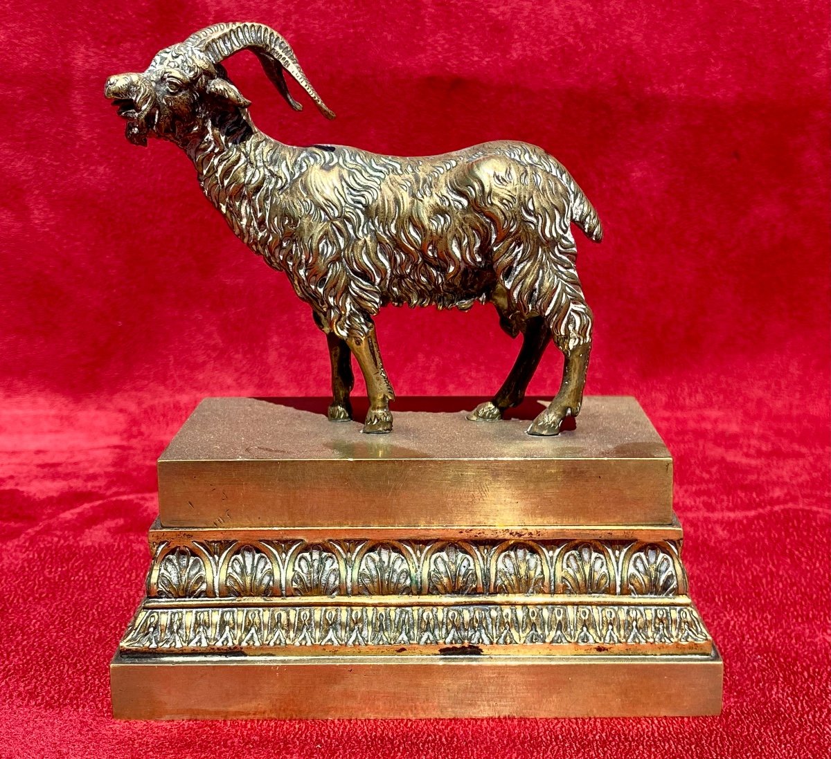 Gilt Bronze Inkwell With Ibex-photo-4