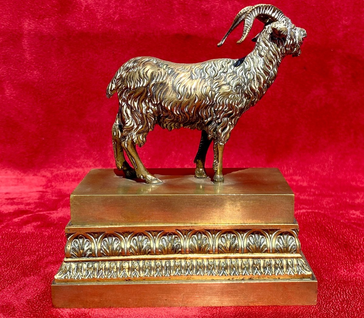 Gilt Bronze Inkwell With Ibex-photo-4