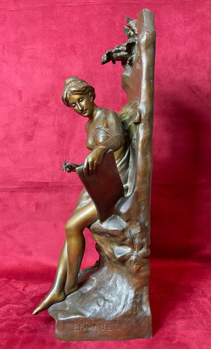 Emile-louis Picault - Bronze « memoria » Or The Heart Remembers-photo-6