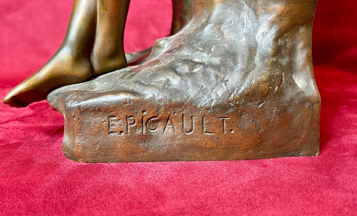 Emile-Louis PICAULT - Bronze «MÉMORIA » ou Le Coeur se Souvient-photo-7