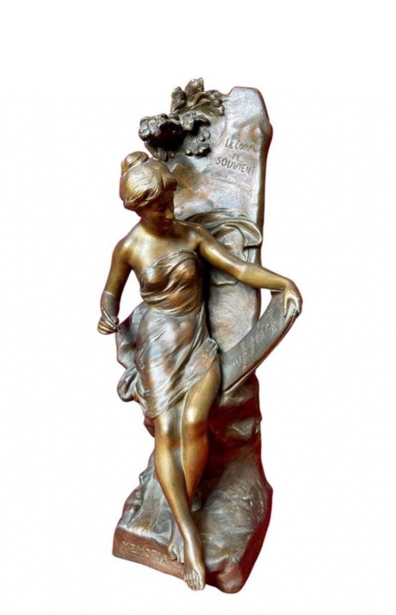 Emile-louis Picault - Bronze « memoria » Or The Heart Remembers