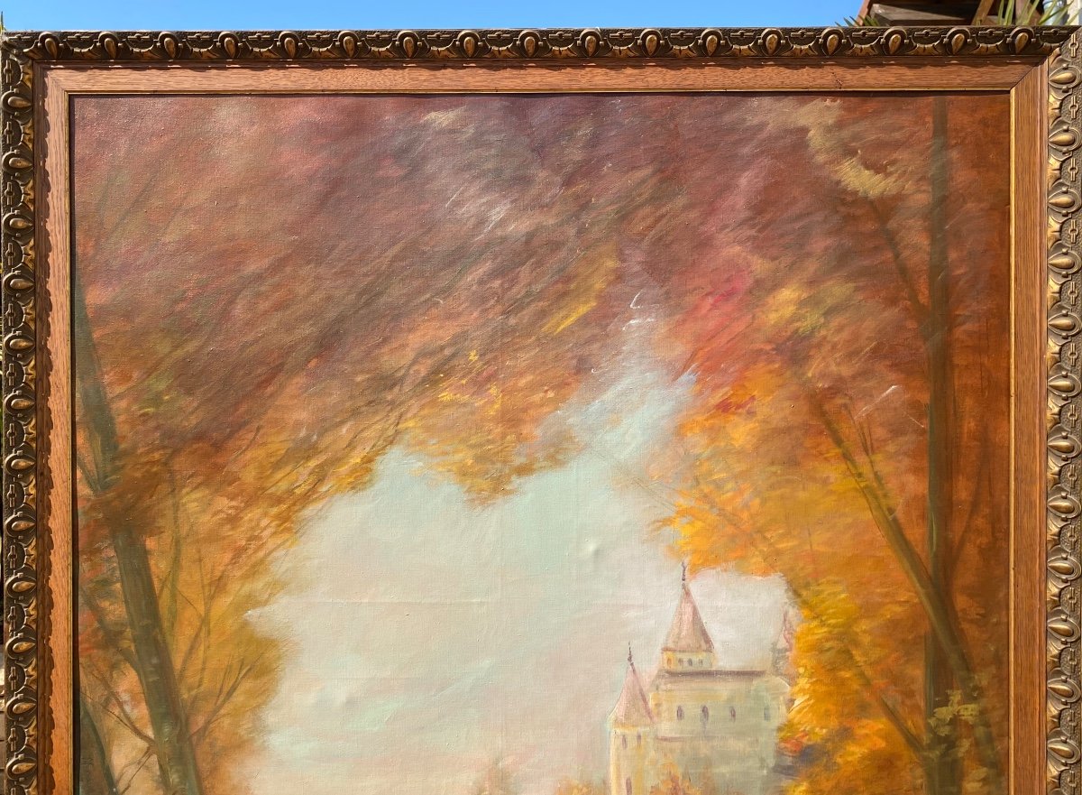 A. WOLF - Grand Tableau, Paysage Lacustre-photo-3