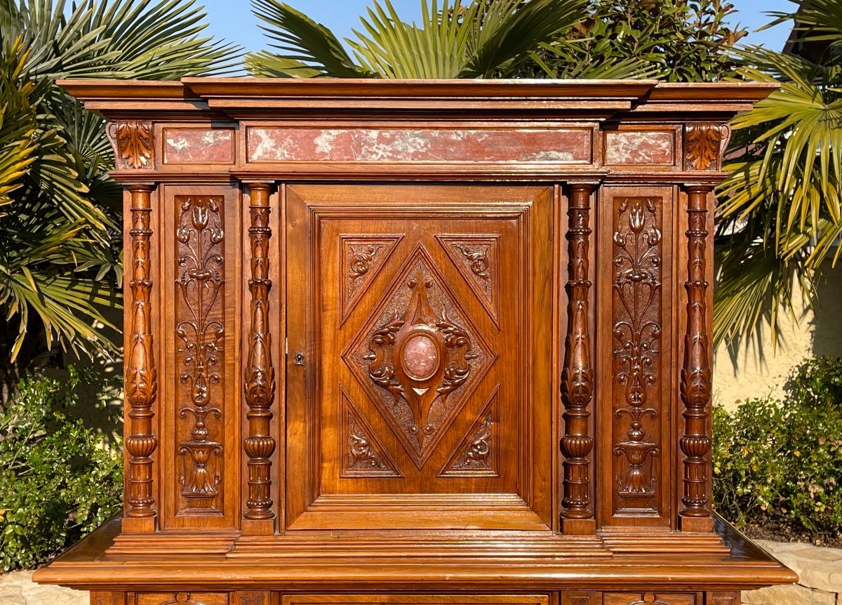 Cabinet en Noyer avec Incrustations de Marbre Style Renaissance-photo-2