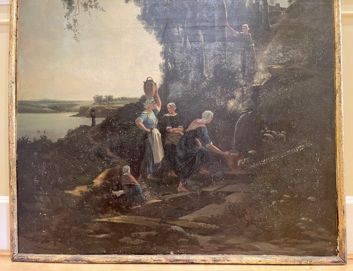 The Washerwomen, Large Oil On Canvas-photo-3