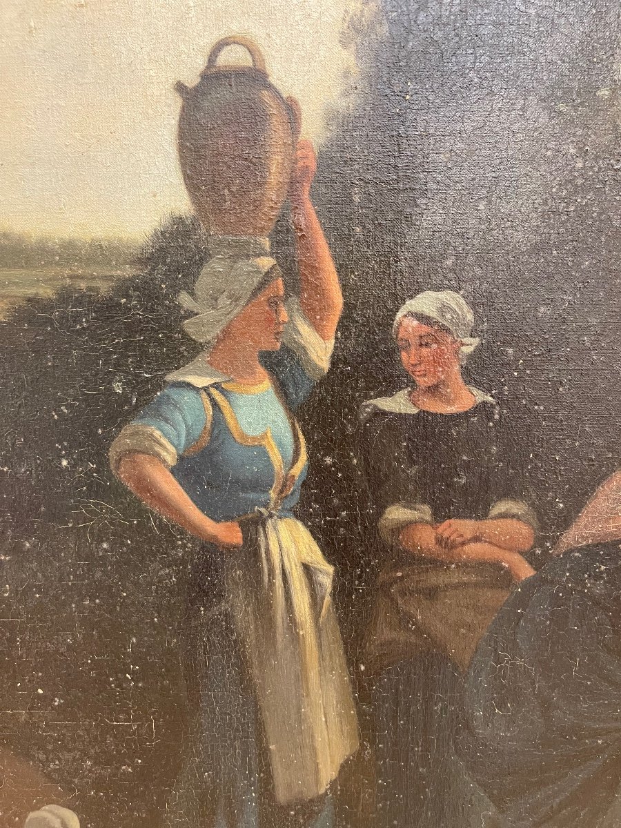 The Washerwomen, Large Oil On Canvas-photo-1