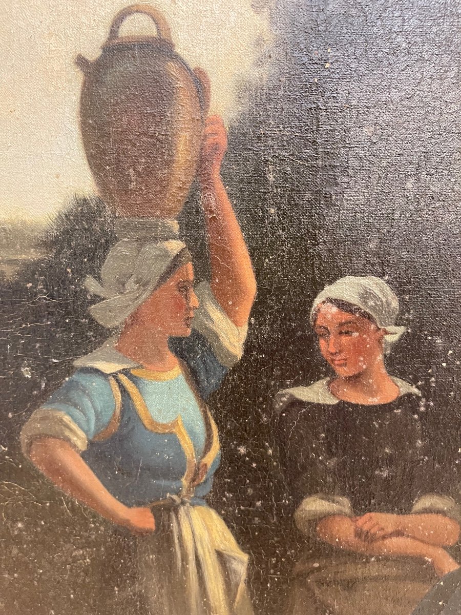 The Washerwomen, Large Oil On Canvas-photo-2