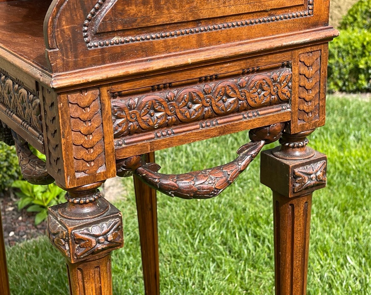 Louis XVI Style Walnut Bedside Table-photo-3