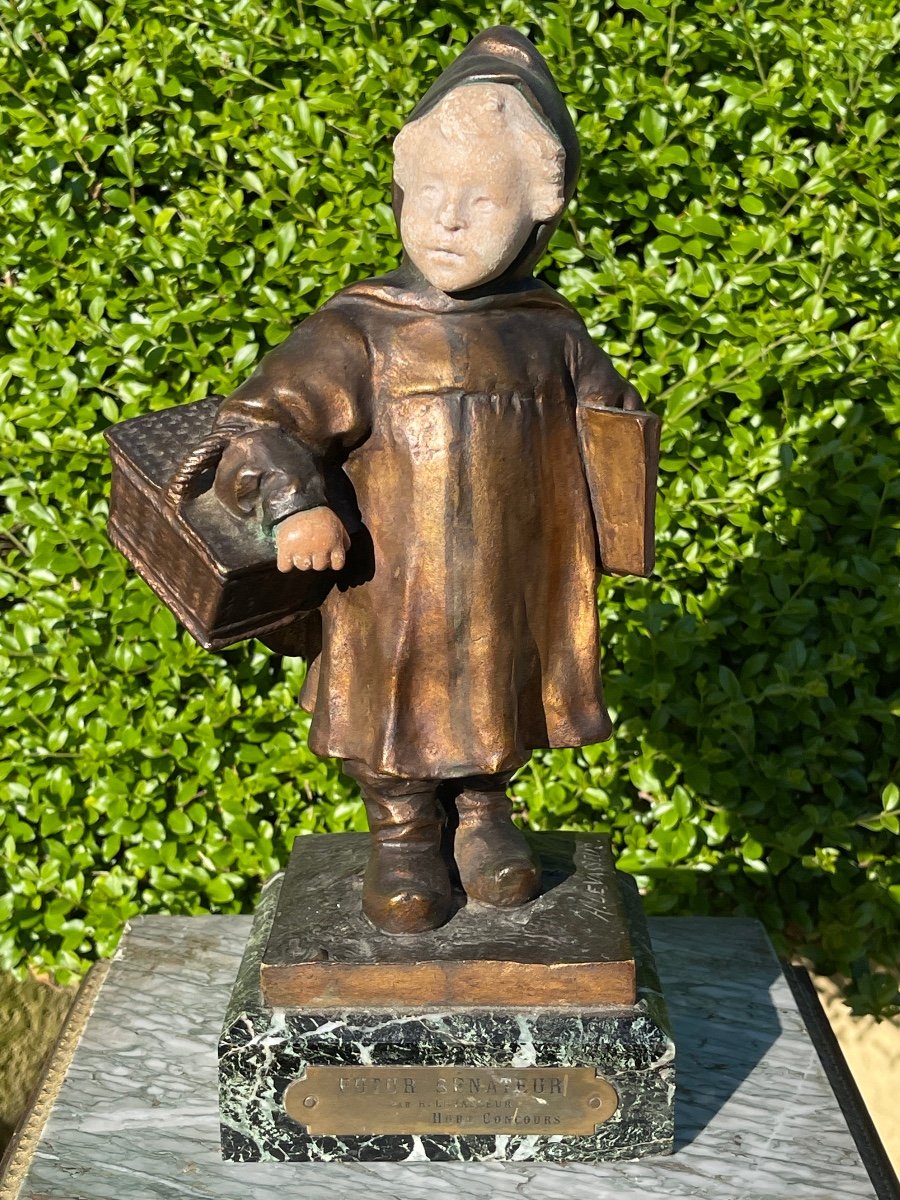 H. LEVASSEUR - Bronze, Petit écolier « Futur Sénateur »