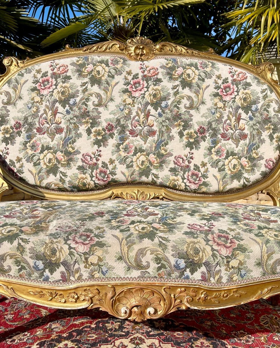 Living Room In Golden Wood Louis XV Style (7 Pieces)-photo-3