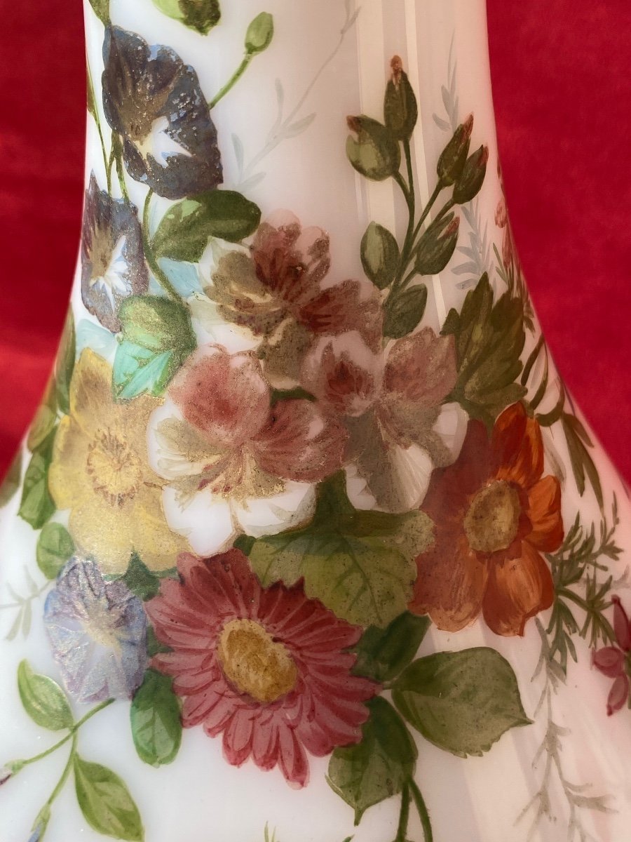 Paire de Vases en Opaline  « Roses & Coquelicots »-photo-4
