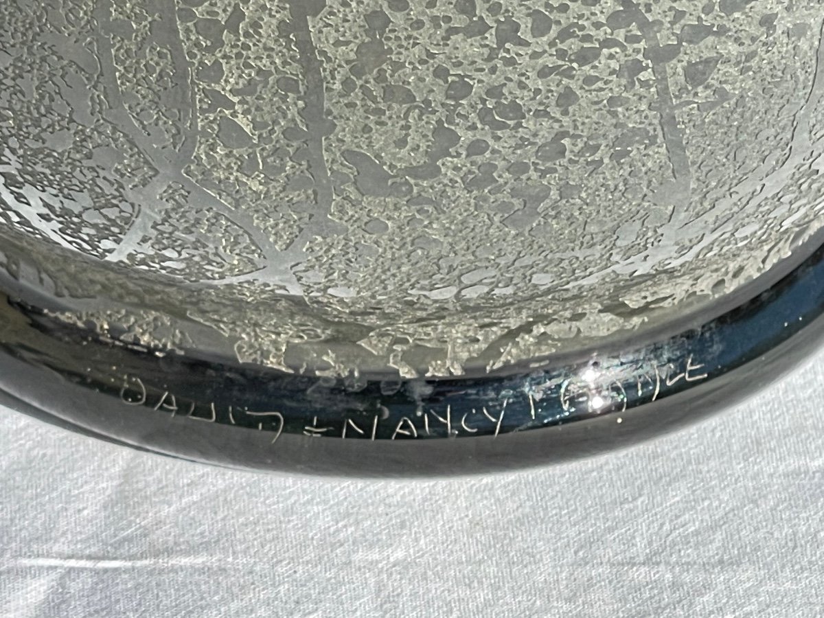 DAUM Nancy France - Grand Vase en Verre Fumé -photo-4