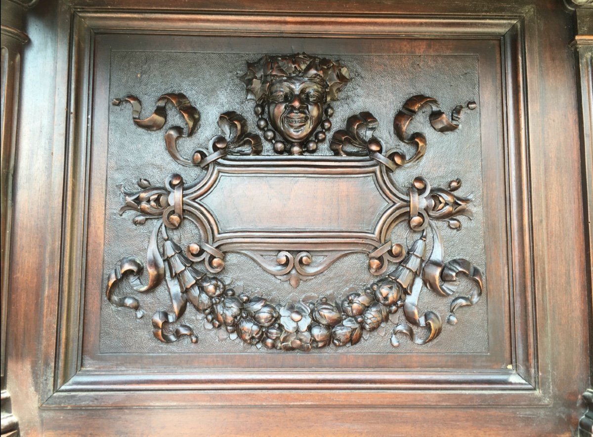 Buffet / Sideboard In Solid Walnut Renaissance Style-photo-2