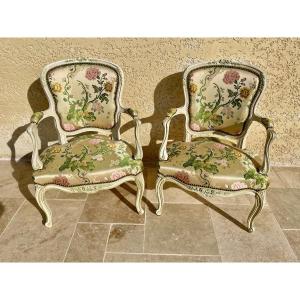 Pair Of Louis XV Armchairs / Pair Of Louis XV Cabriolets
