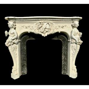 Cast Iron And Marble Fireplace Style Louis XV
