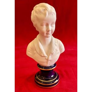 Limoges - Small Biscuit Bust By Alexandre Brongniard After Houdon