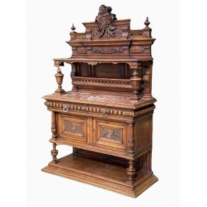 Renaissance Style Carved Walnut Buffet / Sideboard