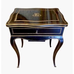 Diehl In Paris - Work Table In Ebony Napoleon III