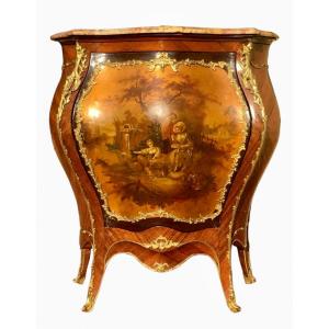 Louis XV Style Buffet In Marquetry, Bronze And Martin Varnish