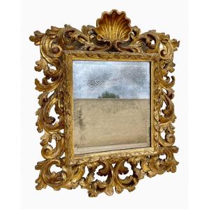 17th Century - Rocaille Mirror In Golden Wood