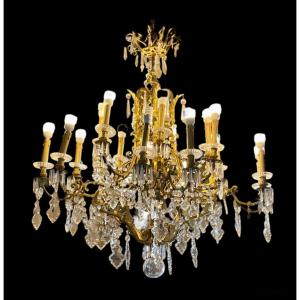 Important Bronze & Crystal Castle Chandelier