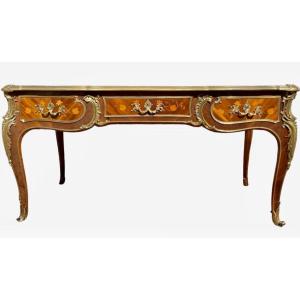 Gervais Durand -louis XV Style Marquetry Desk 